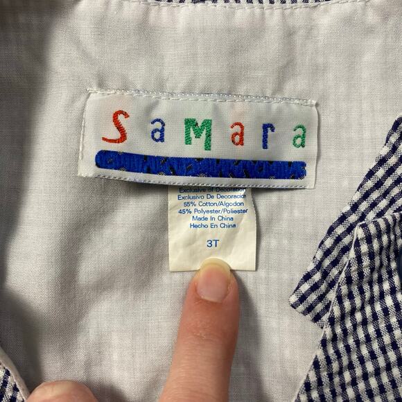 Vintage Samara Romper 3T Black White Seersucker Romper Dump Truck‎ Appliqué - Picture 2 of 10